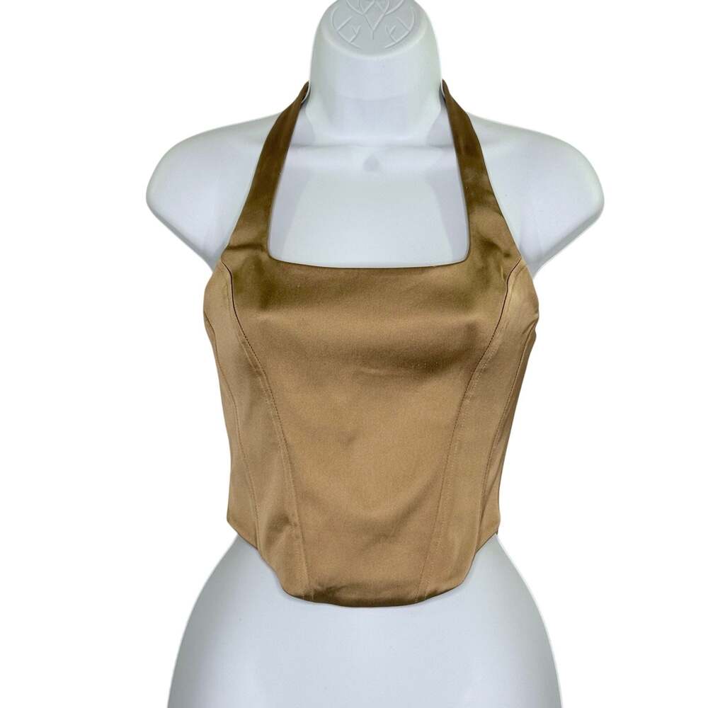 Aritzia Wilfred New Dusk Satin Bustier XS Satin Halter Square Neckline *flaw
